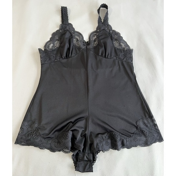 Vintage Ilusion Bodysuit Sleepwear Sz Medium Black Y2K Lace Women's - Picture 4 of 13